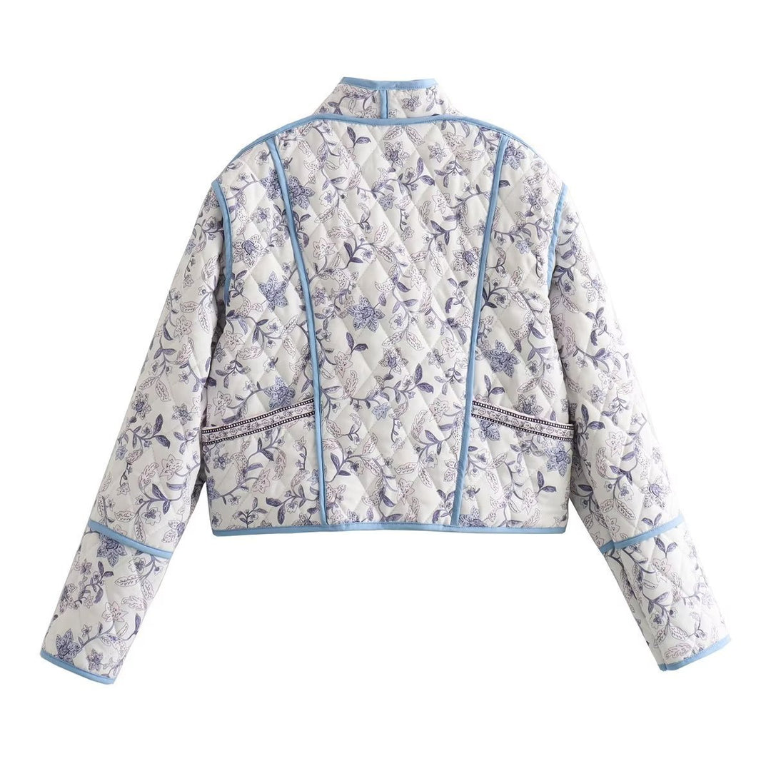 Quilted women's jacket with floral pattern and contrasting accents Lune London