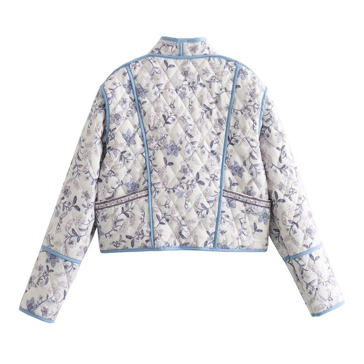 Quilted women's jacket with floral pattern and contrasting accents Lune London