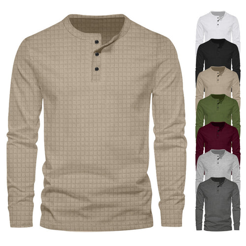 Men's long-sleeve shirt with textured fabric and button placket Chic and style