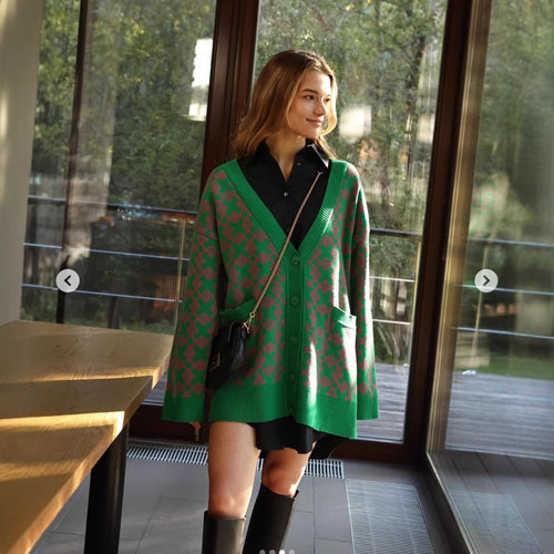 Knitted patterned jacket for women with stylish pockets Amarae