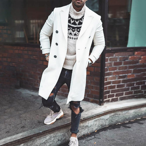 Elegant long double-breasted men's coat Amarae