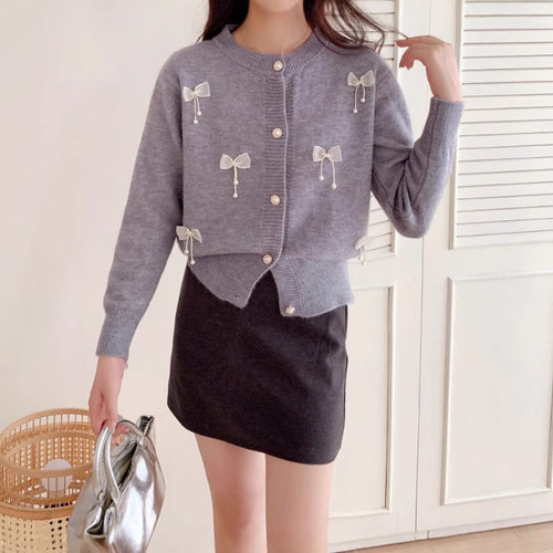 Knitted jacket for women with lace embellishments and button details Amarae