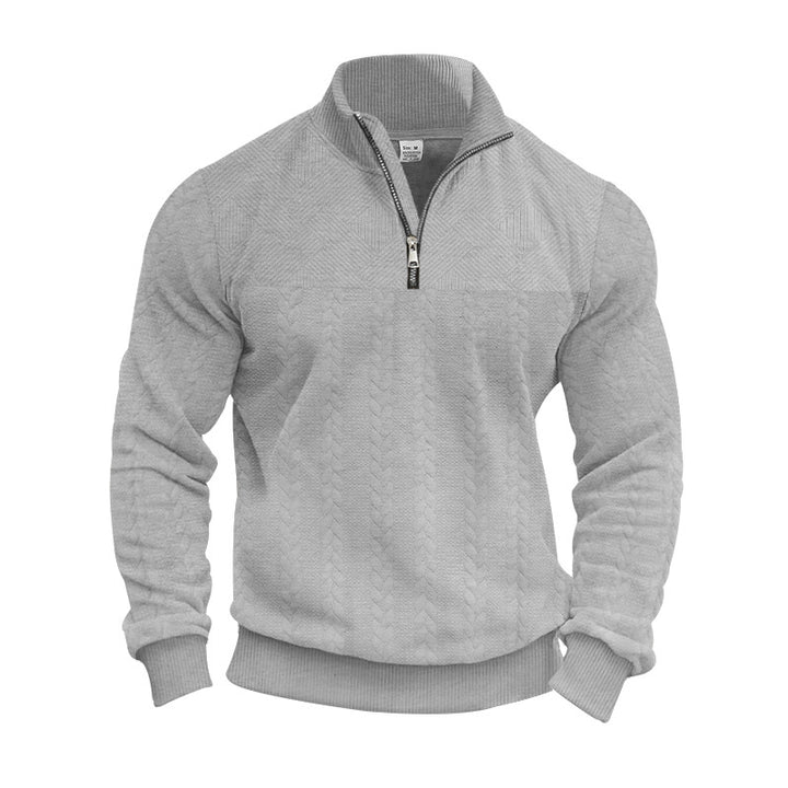 Men's knitted sweater with zipper and modern cable design Lune London