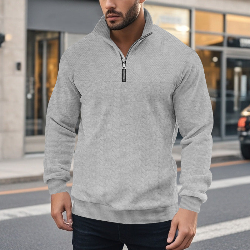 Men's knitted sweater with zipper and modern cable design Lune London