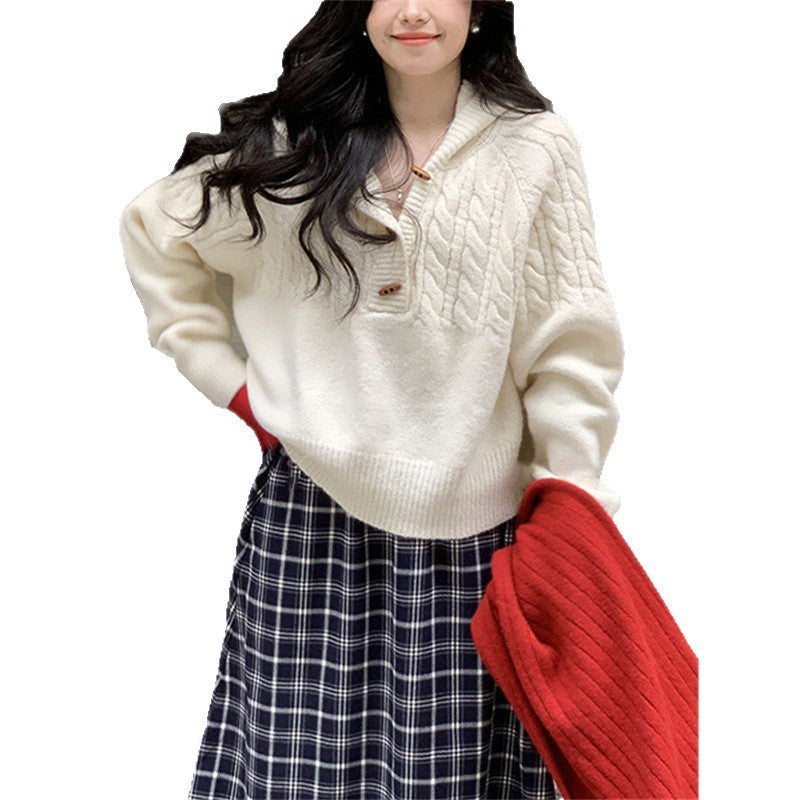 Pull en tricot pour femmes avec grand col Chic & Stil