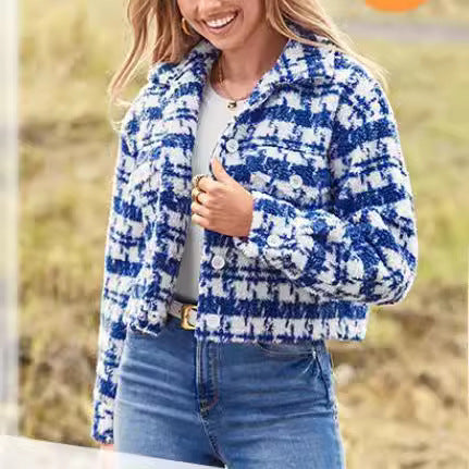 Ladies Cropped Checkered Jacket Amarae