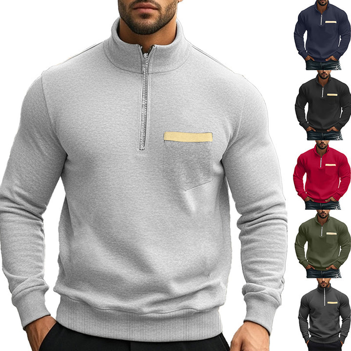 Men's sweatshirt with high collar and contrasting chest pocket Lune London