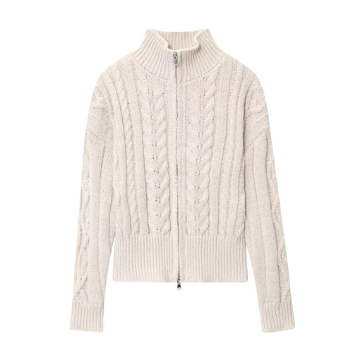 Knit sweater with high collar and zipper for women Amarae