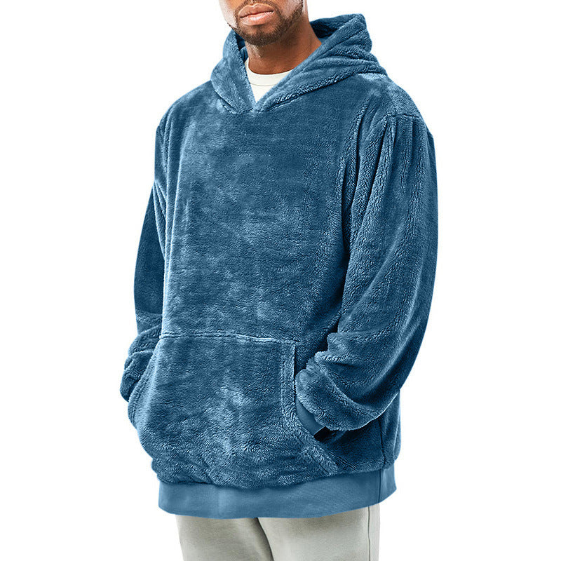 Men's cozy fleece hoodie with kangaroo pocket and hood Lune London