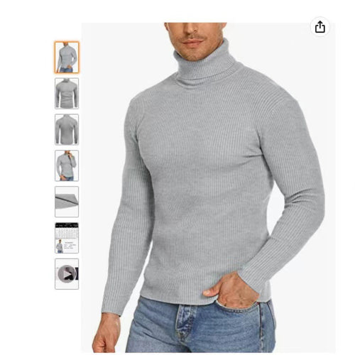 Amarae ribbed turtleneck knit sweater for men
