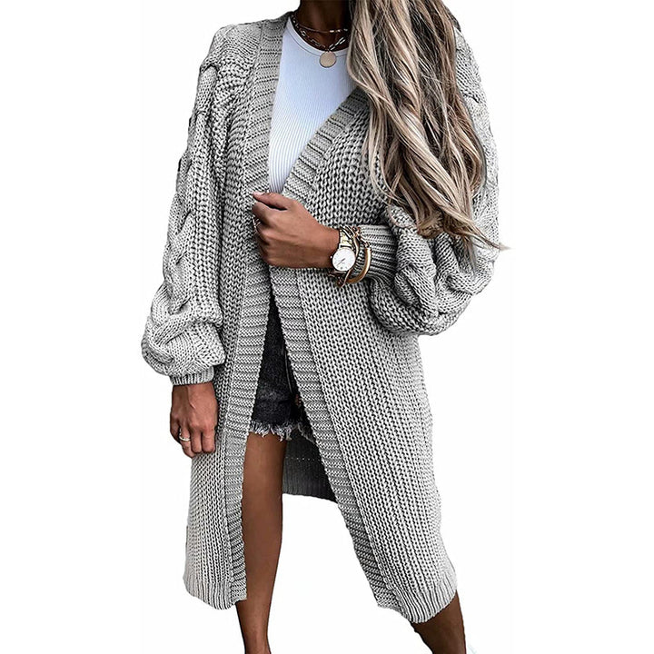 Women Long knit cardigan with voluminous sleeves and open sides Lune London