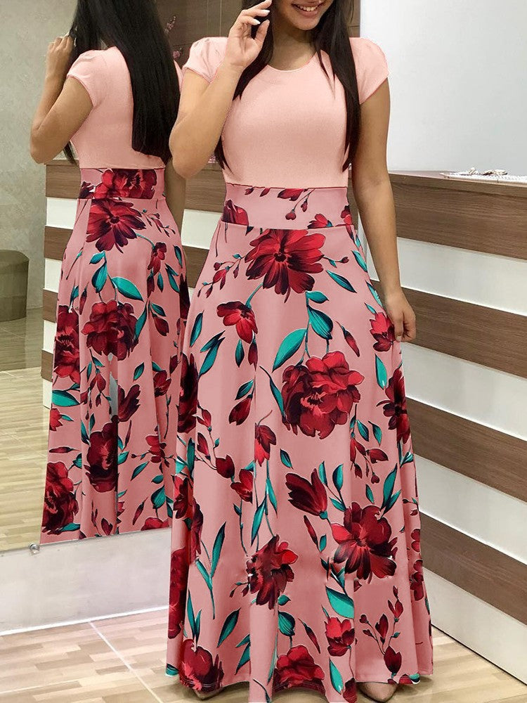 Women's Elegant Maxi Dress with Graphic Print and Flexible Waist Lune London