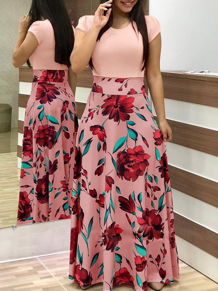 Women's Elegant Maxi Dress with Graphic Print and Flexible Waist Lune London