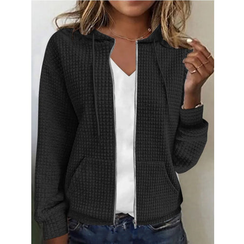 Lightweight hooded jacket with waffle structure for women with practical pockets Amarae