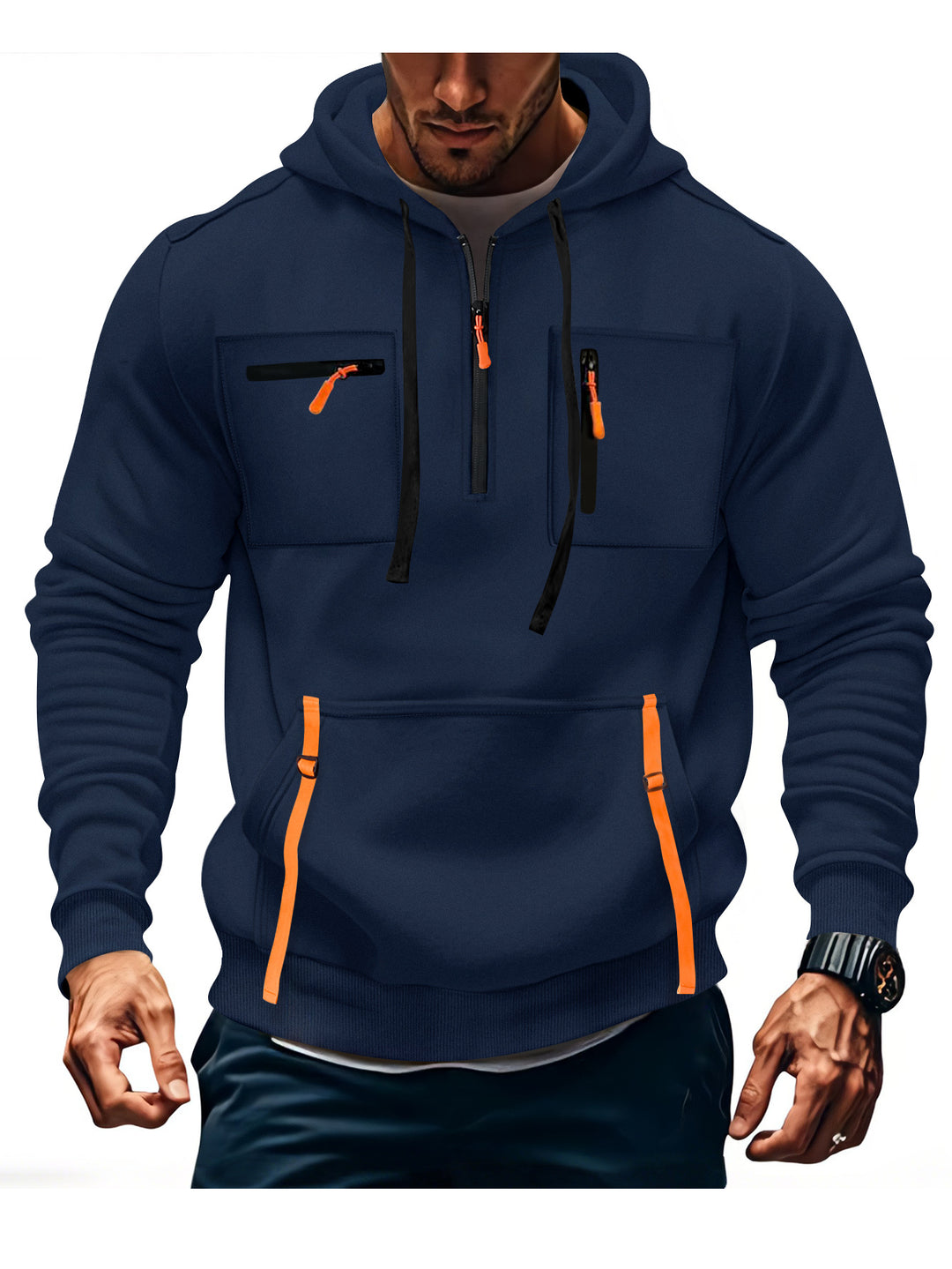 Men's stylish hooded sweatshirt with functional zip pockets Amarae