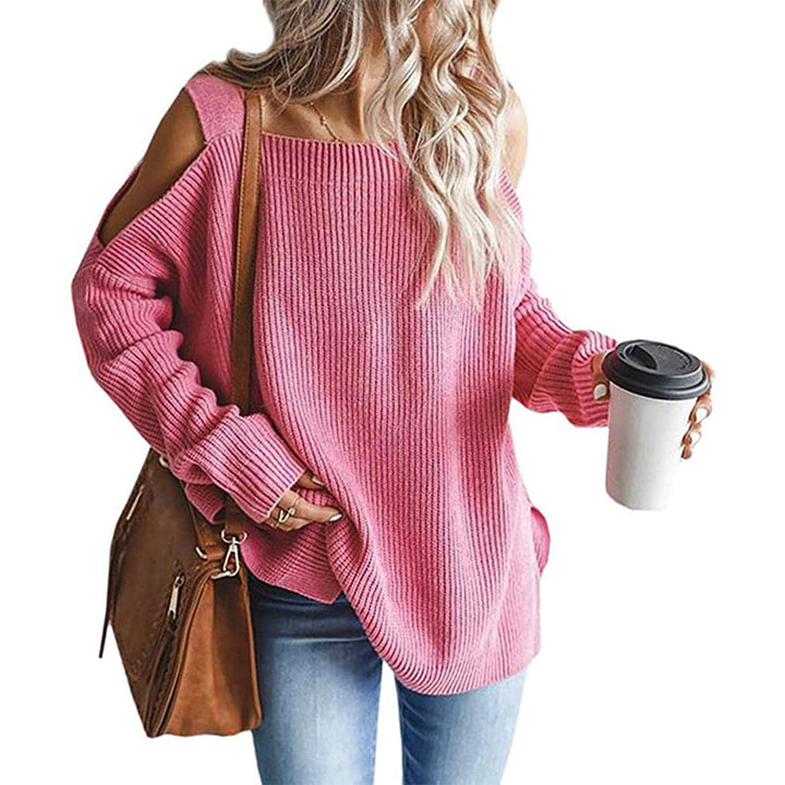 Pull-over tricot off-shoulder pour femmes avec matériau doux et coupe décontractée Lune London