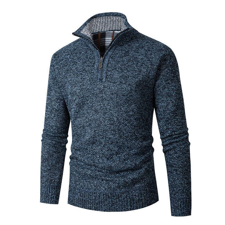 Pullover for men with high collar and practical zipper Lune London