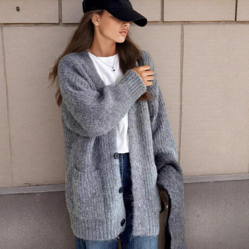 Amarae | Women's chunky knit cardigan with unique texture patterns and practical pockets
