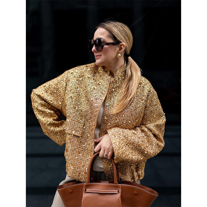 Sparkling sequined jacket for women with a casual fit Lune London