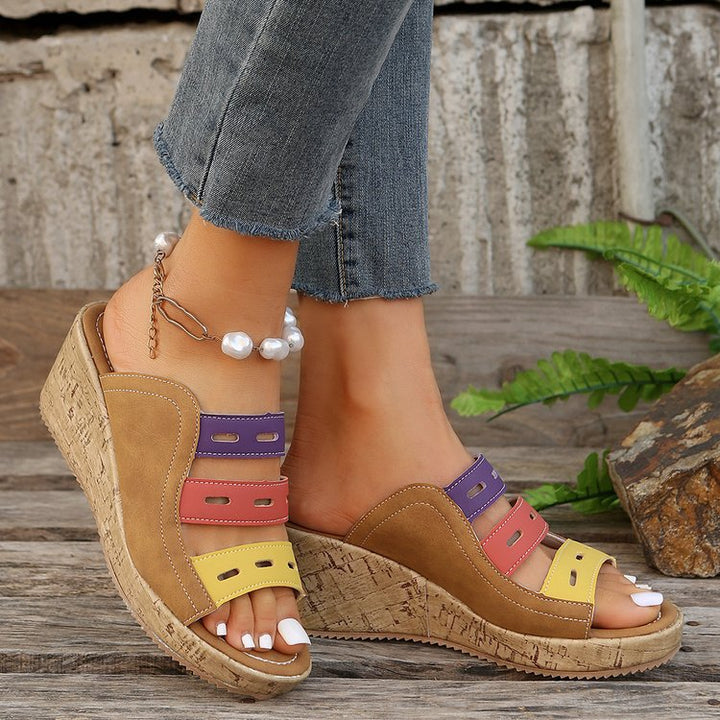 Wedge sandals for women with colorful straps Lune London