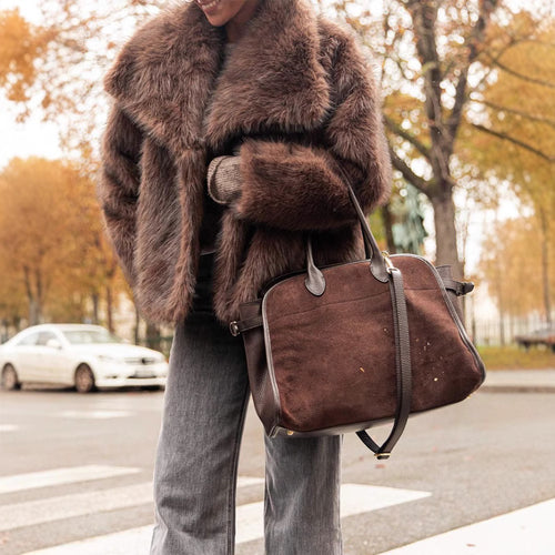 Faux fur jacket for women with wide collar and luxurious cut Amarae