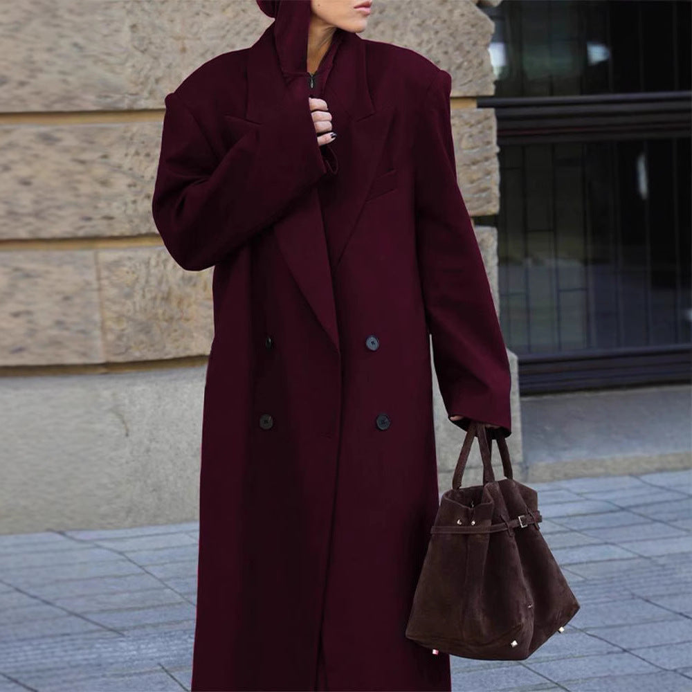 Elegant wool coat for women with double-breasted buttons Lune London
