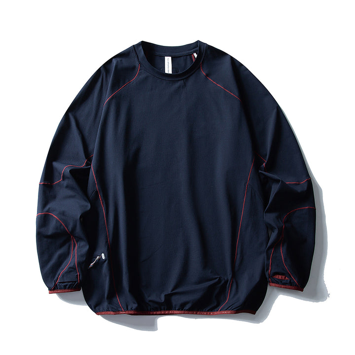 Unisex Technical Oversized Crew Neck Sweater with Flatlock Seams and Side Zipper Pocket Amarae