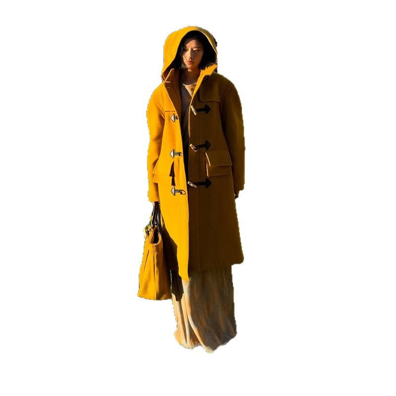 Women’s Oversized Duffle Coat with Hood & Wooden Buttons | Lune London