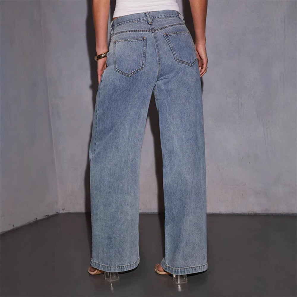 Wide denim pants for women with high waist and casual cut Chic & Stil