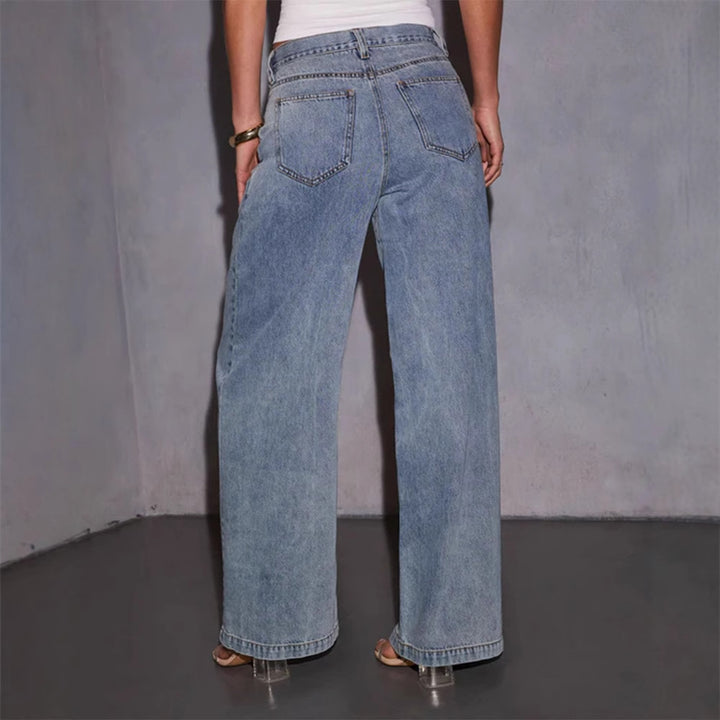 Wide denim pants for women with high waist and casual cut Chic & Stil