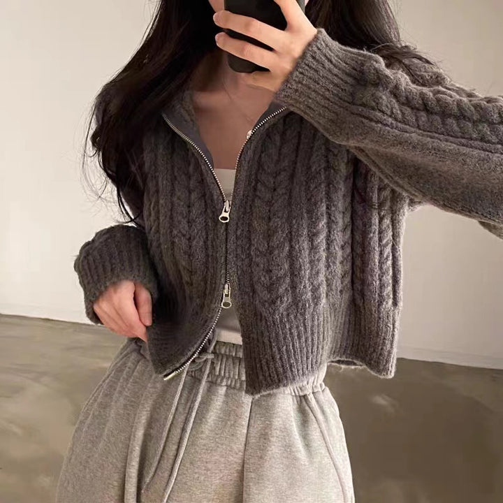Gilet femme avec fermeture éclair et motif en câble Chic & Stil