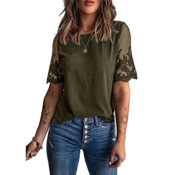 Ladies elegant T-shirt with lace on the sleeves Lune London