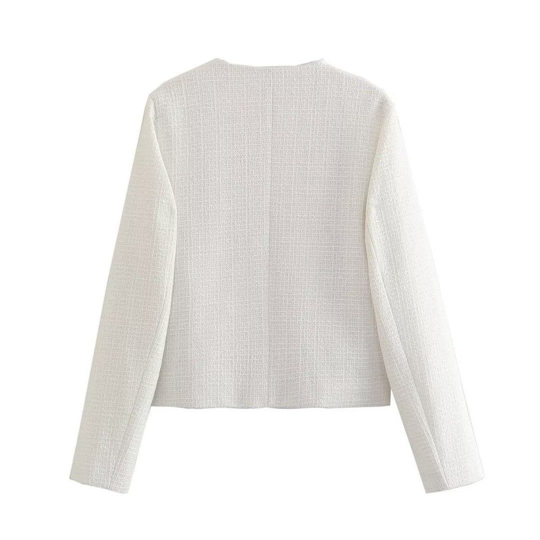 Short tweed jacket for women with decorative buttons Lune London