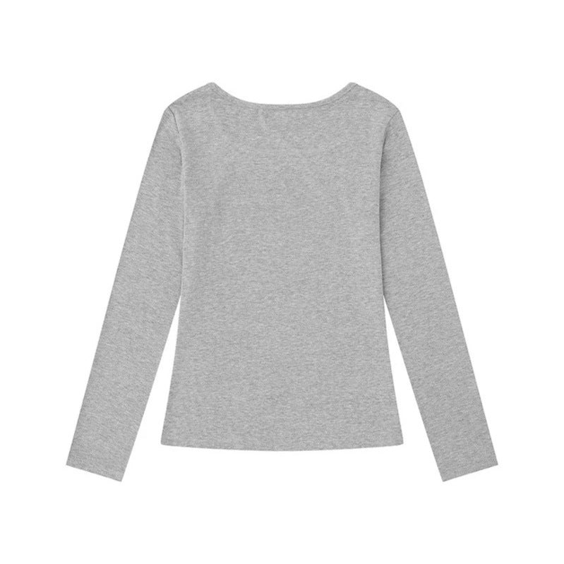 Women's long-sleeve shirt with round neckline, rhinestone print and angel motif Amarae