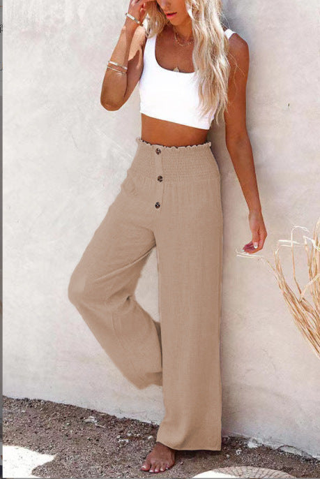 Wide leg palazzo pants for women with elastic waistband Lune London