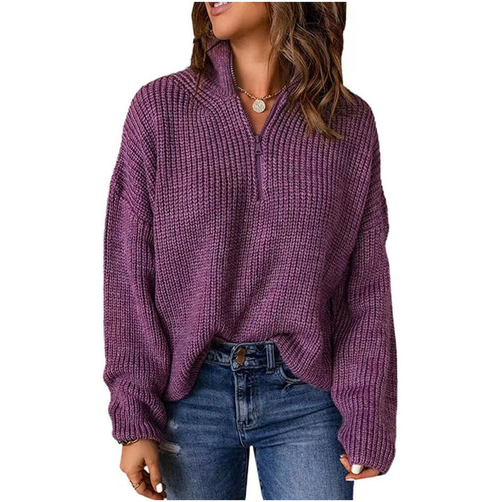 Knit sweater for women with short zipper Lune London