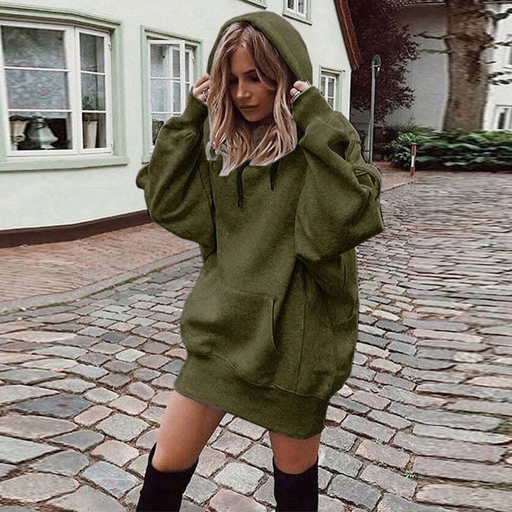 Hoodie dress for women in an oversized casual style with kangaroo pocket Lune London