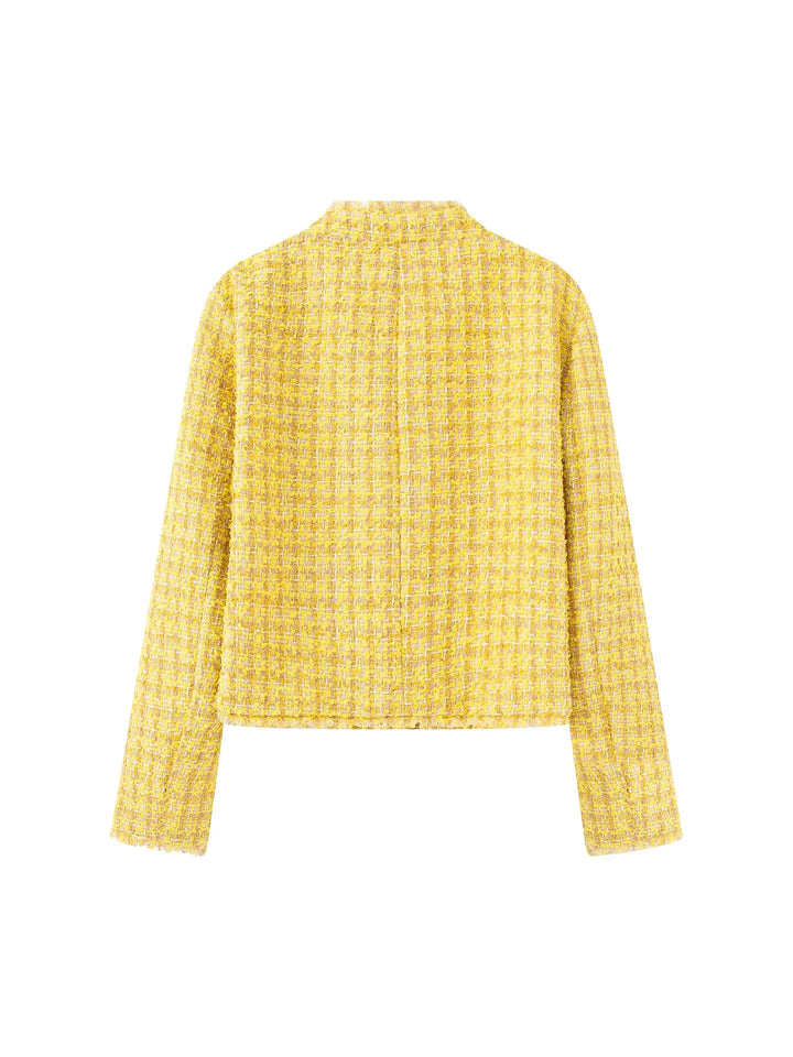 Lune London Textured tweed short elegant jacket for women with decorative buttons