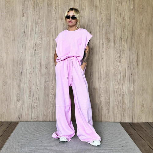 Oversized sporty dress set for women with drawstring at the waist and side pockets Amarae