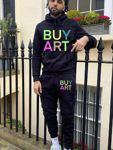Men's hoodie and jogger set with artistic graphic print and relaxed fit Amarae
