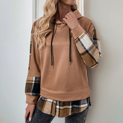 Hooded sweatshirt for women with checked sleeves Amarae
