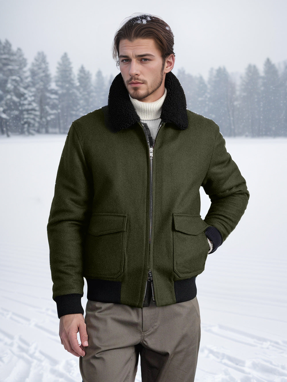 Warm fleece jacket for men with high collar and practical pockets Lune London