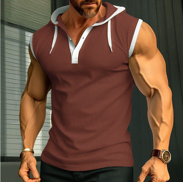 Sleeveless polo for men with modern cut and practical hood Amarae