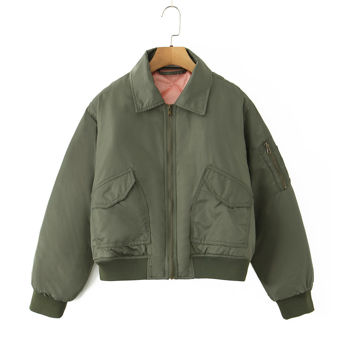 Women's bomber jacket in fashion with double pockets and soft lining Lune London