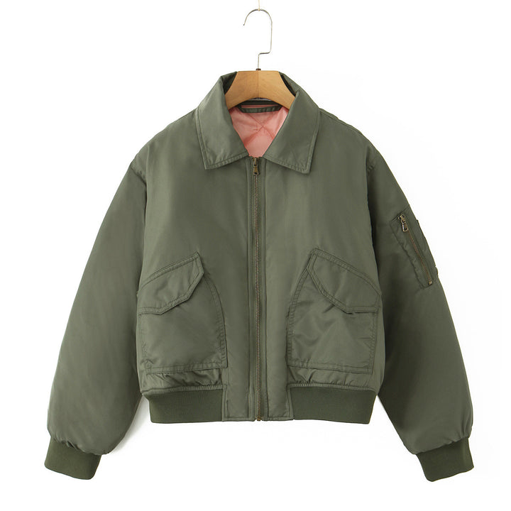 Women's bomber jacket in fashion with double pockets and soft lining Lune London