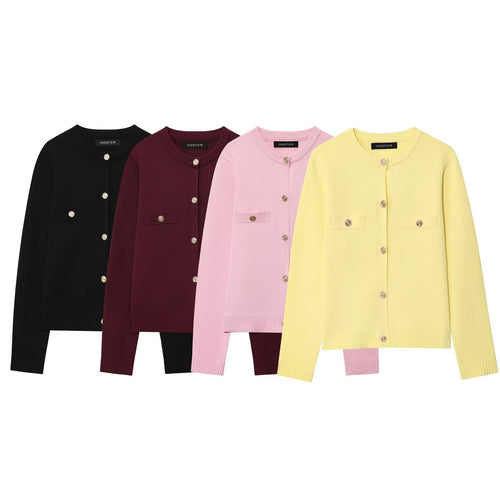 Lady Cardigan with button details and chest pockets Amarae