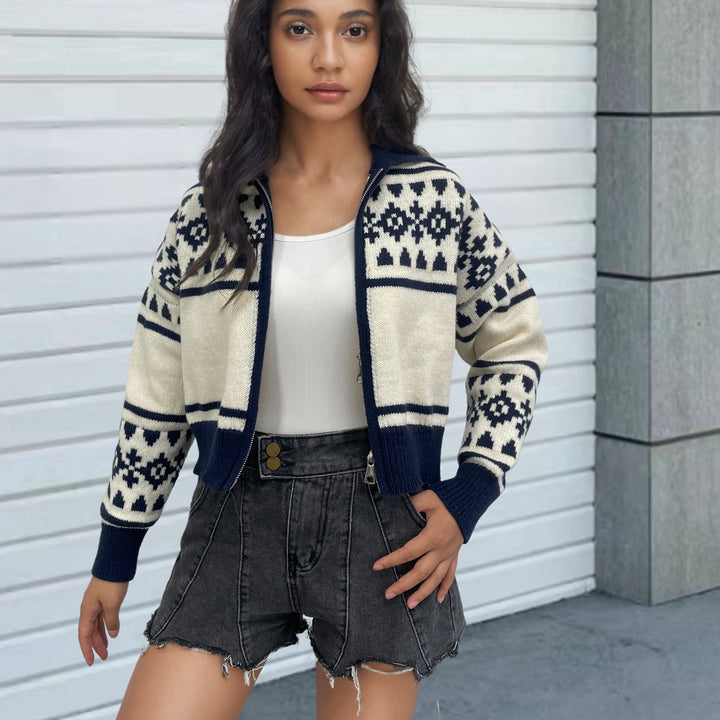 Fashionable winter sweater for ladies with geometric pattern Lune London
