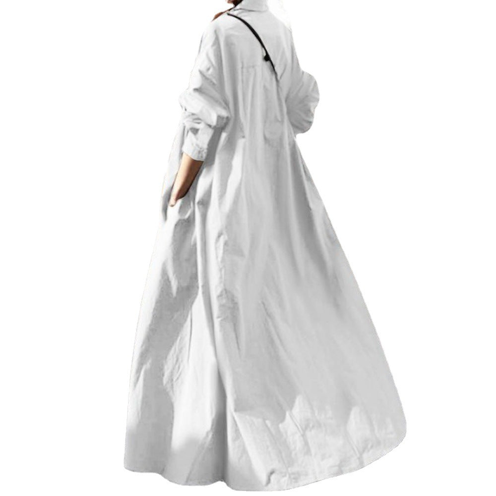 Women's Oversized Shirt Dress in A-Line with Shirt Collar Amarae
