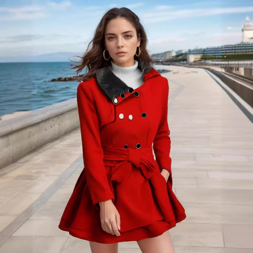 Trendy trench coat for women with soft collar and flared cut Amarae