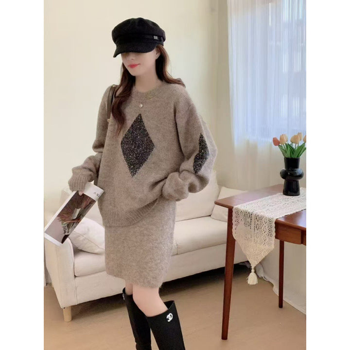 Pull tricoté pour femmes avec un élégant motif en diamant et une coupe confortable Chic & Stil